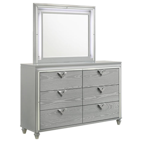 Veronica 6-drawer Bedroom Dresser with Mirror Light Silver - 224723M - Luna Furniture
