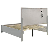 Veronica Queen Platform Storage Bed with Upholstered LED Headboard Light Silver - 224721Q - Luna Furniture