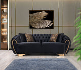 Victoria Black Velvet Living Room Set - VICTORIABLACK-SL - Luna Furniture