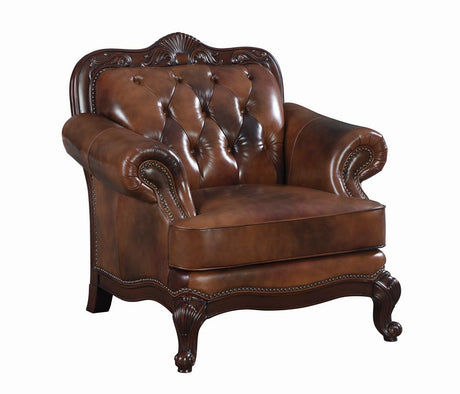 Victoria Rolled Arm Chair Tri-tone and Brown - 500683 - Luna Furniture