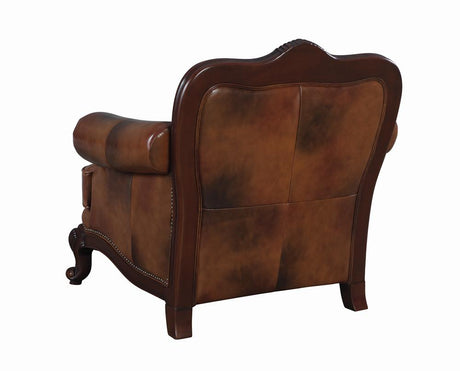 Victoria Rolled Arm Chair Tri-tone and Brown - 500683 - Luna Furniture