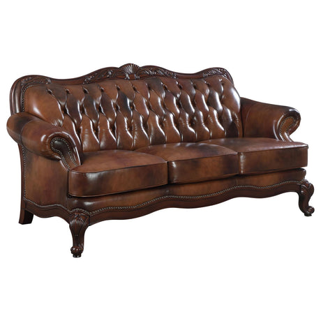 Victoria Upholstered Tufted Living Room Set Brown - 500681-S2 - Luna Furniture