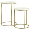 Vivienne 2-piece Round Marble Top Nesting Tables White and Gold - 935849 - Luna Furniture