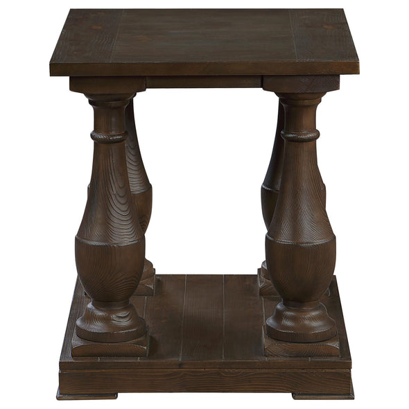 Walden Rectangular End Table with Turned Legs and Floor Shelf Coffee - 753377 - Luna Furniture