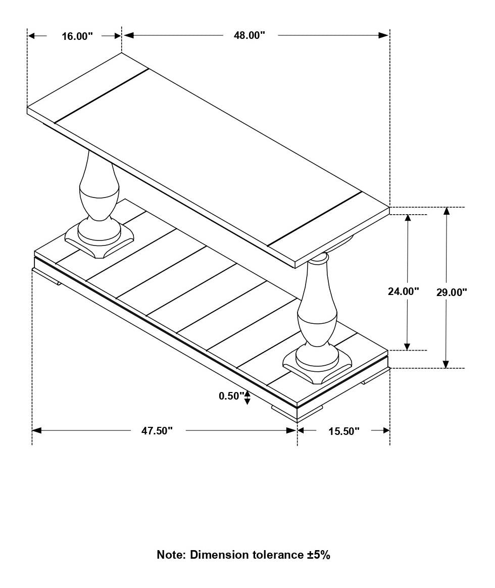 Walden Rectangular Sofa Table with Turned Legs and Floor Shelf Coffee - 753379 - Luna Furniture