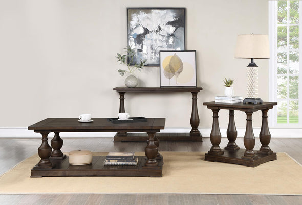 Walden Rectangular Sofa Table with Turned Legs and Floor Shelf Coffee - 753379 - Luna Furniture