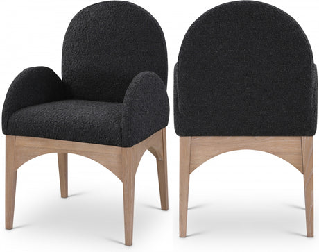 Waldorf Boucle Fabric Dining Arm Chair Black - 380Black-AC - Luna Furniture