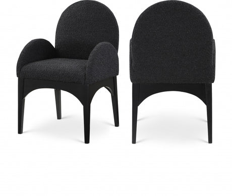 Waldorf Boucle Fabric Dining Arm Chair Black - 381Black-AC - Luna Furniture