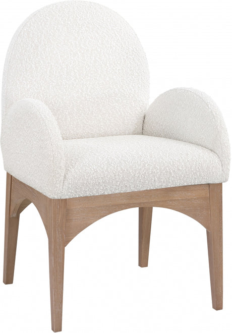 Waldorf Boucle Fabric Dining Arm Chair Cream - 380Cream-AC - Luna Furniture