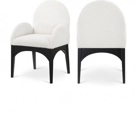 Waldorf Boucle Fabric Dining Arm Chair Cream - 381Cream-AC - Luna Furniture