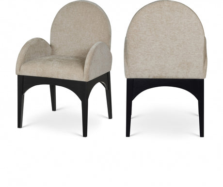 Waldorf Chenille Fabric Dining Arm Chair Beige - 378Beige-AC - Luna Furniture