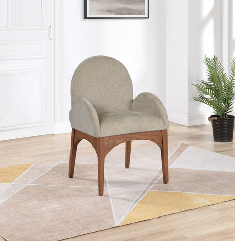 Waldorf Chenille Fabric Dining Arm Chair Beige - 379Beige-AC - Luna Furniture