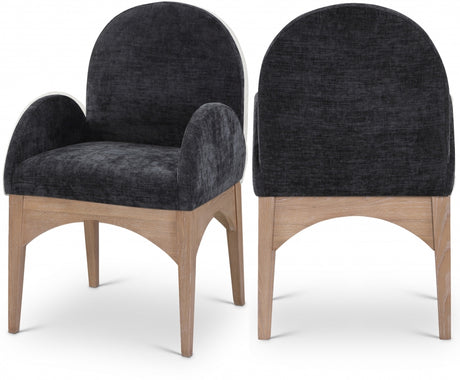 Waldorf Chenille Fabric Dining Arm Chair Black - 377Black-AC - Luna Furniture