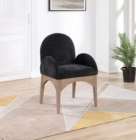 Waldorf Chenille Fabric Dining Arm Chair Black - 377Black-AC - Luna Furniture