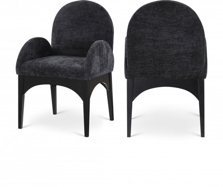 Waldorf Chenille Fabric Dining Arm Chair Black - 378Black-AC - Luna Furniture