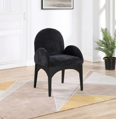 Waldorf Chenille Fabric Dining Arm Chair Black - 378Black-AC - Luna Furniture