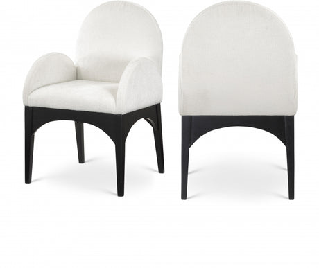 Waldorf Chenille Fabric Dining Arm Chair Cream - 378Cream-AC - Luna Furniture