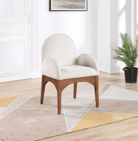 Waldorf Chenille Fabric Dining Arm Chair Cream - 379Cream-AC - Luna Furniture