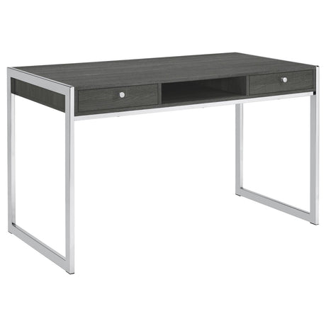 Wallice 2-drawer Writing Desk Weathered Grey and Chrome - 801221 - Luna Furniture