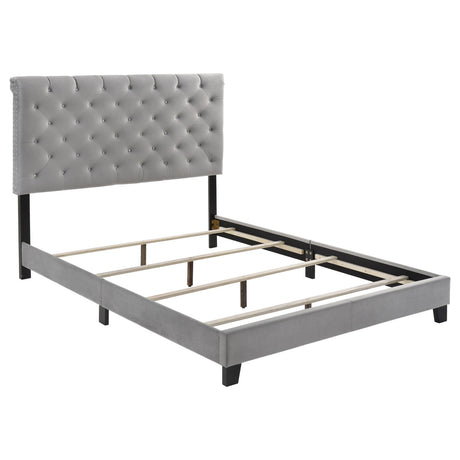 Warner Eastern King Upholstered Bed Grey - 310042KE - Luna Furniture