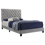 Warner Eastern King Upholstered Bed Grey - 310042KE - Luna Furniture