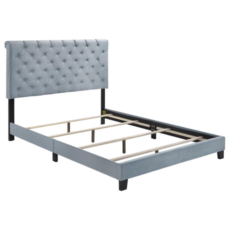 Warner Queen Upholstered Bed Slate Blue - 310041Q - Luna Furniture
