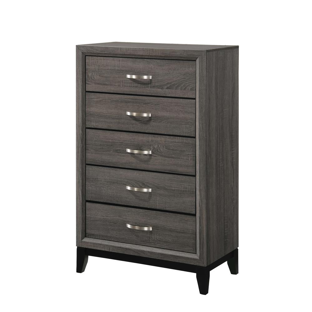 Watson Gray Oak and Black 5-Drawer Chest from Coaster - Luna Furniture