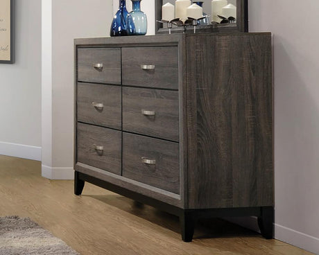 Watson Gray Oak and Black 6-Drawer Dresser from Coaster - Luna Furniture