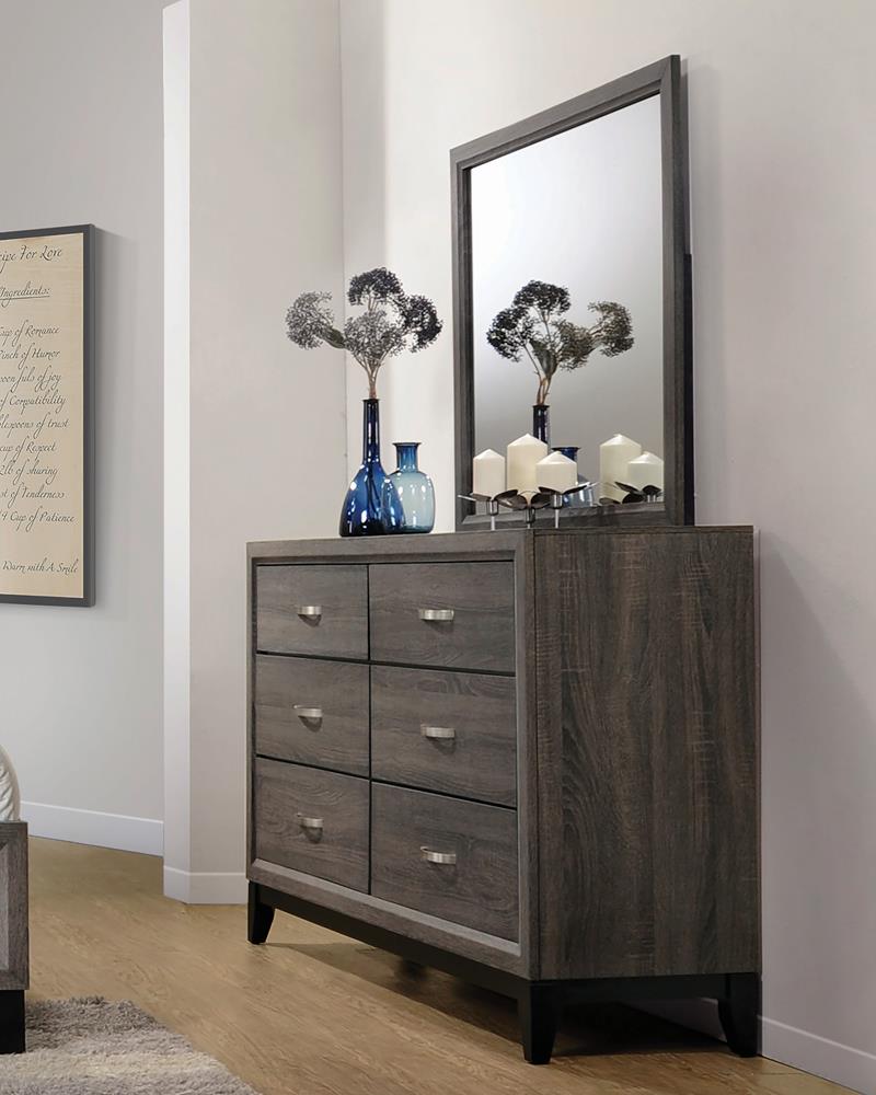 Watson 6-drawer Dresser Grey Oak and Black - 212423 - Luna Furniture