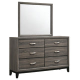 Watson Gray Oak and Black 6-Drawer Dresser with Mirror from Coaster - Luna Furniture