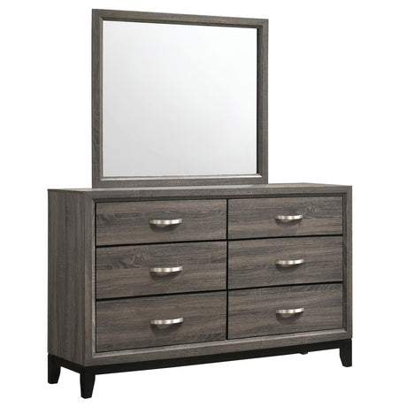 Watson 6-drawer Dresser with Mirror Grey Oak and Black - 212423M - Luna Furniture