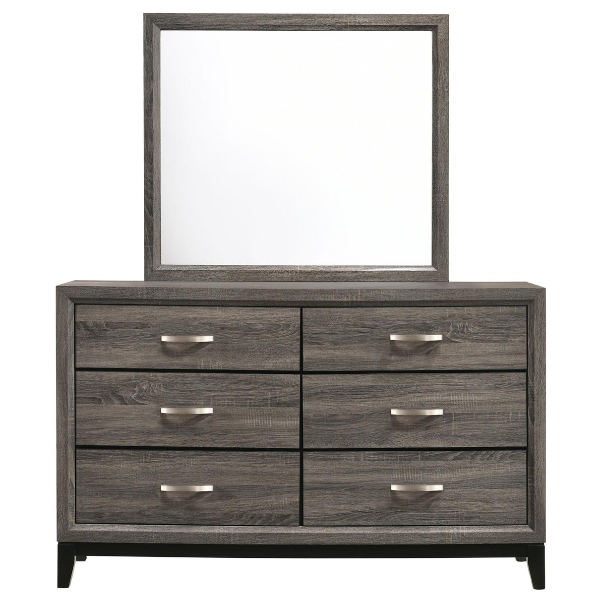 Watson Gray Oak and Black 6-Drawer Dresser with Mirror from Coaster - Luna Furniture