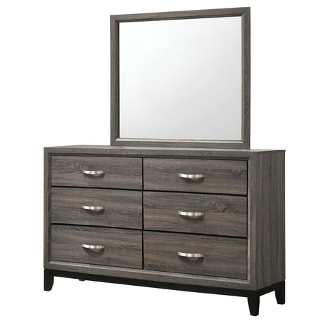 Watson Gray Oak and Black 6-Drawer Dresser with Mirror from Coaster - Luna Furniture