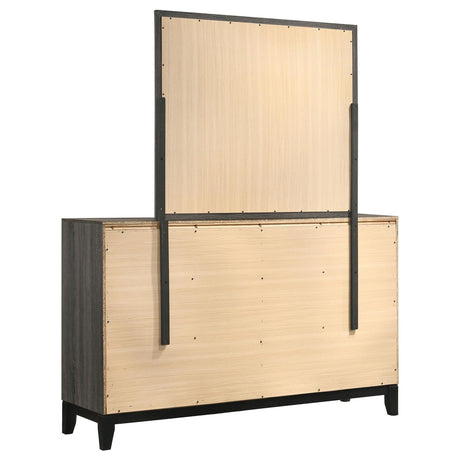 Watson Gray Oak and Black 6-Drawer Dresser with Mirror from Coaster - Luna Furniture