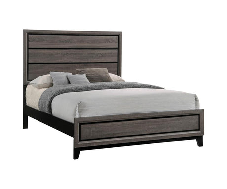 Watson California King Panel Bed Grey Oak and Black - 212421KW - Luna Furniture