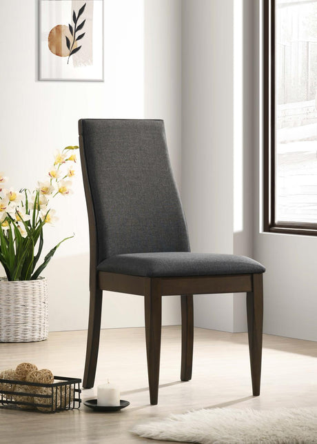 Wes Dark Walnut and Gray Upholstered Side Chair, Set of 2 from Coaster - Luna Furniture