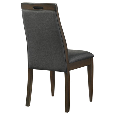 Wes Dark Walnut and Gray Upholstered Side Chair, Set of 2 from Coaster - Luna Furniture