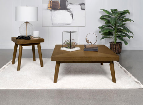 Westerly Walnut Square Wood Coffee Table with Diamond Parquet from Coaster - Luna Furniture