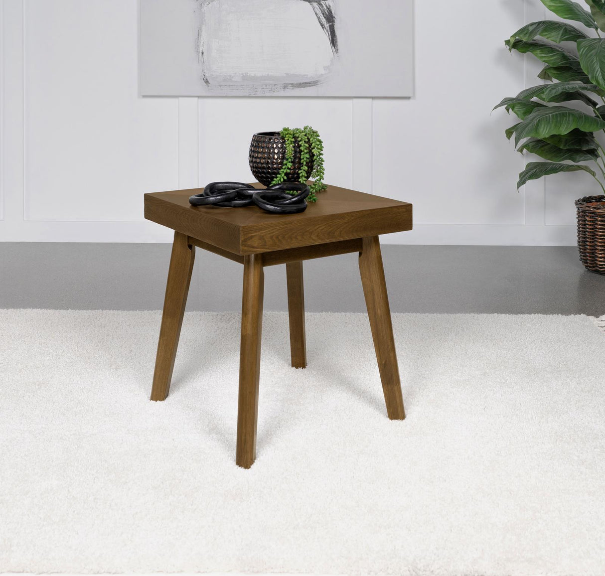 Westerly Walnut Square Wood End Table with Diamond Parquet from Coaster - Luna Furniture