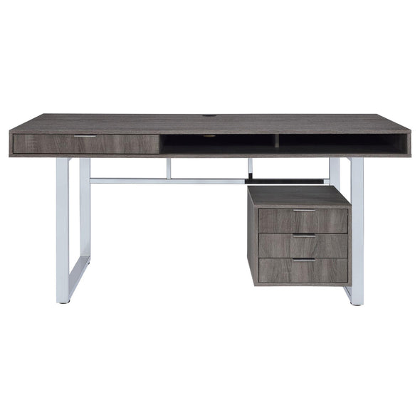 Whitman 4-drawer Writing Desk Weathered Grey - 801897 - Luna Furniture