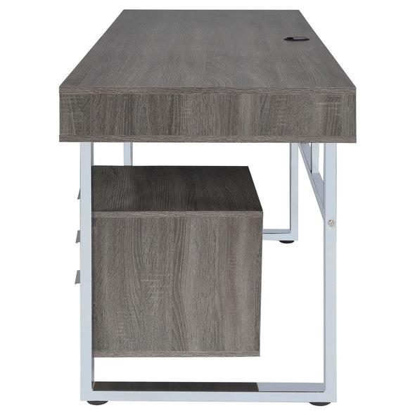 Whitman 4-drawer Writing Desk Weathered Grey - 801897 - Luna Furniture