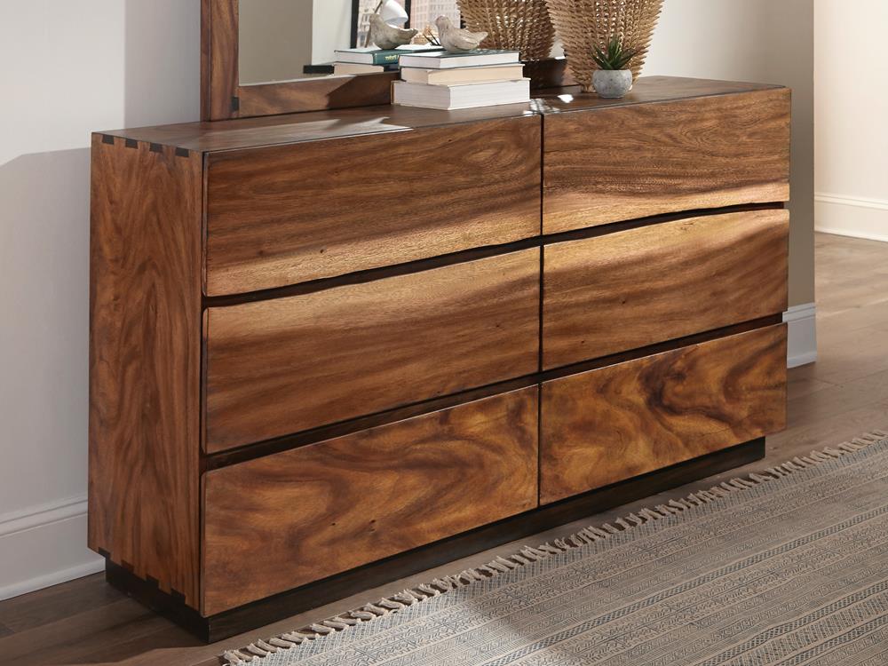 Winslow Smokey Walnut and Coffee Bean 6-Drawer Dresser from Coaster - Luna Furniture