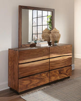 Winslow Smokey Walnut and Coffee Bean 6-Drawer Dresser from Coaster - Luna Furniture