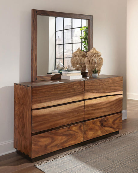 Winslow 6-drawer Dresser with Mirror Smokey Walnut and Coffee Bean - 223253M - Luna Furniture