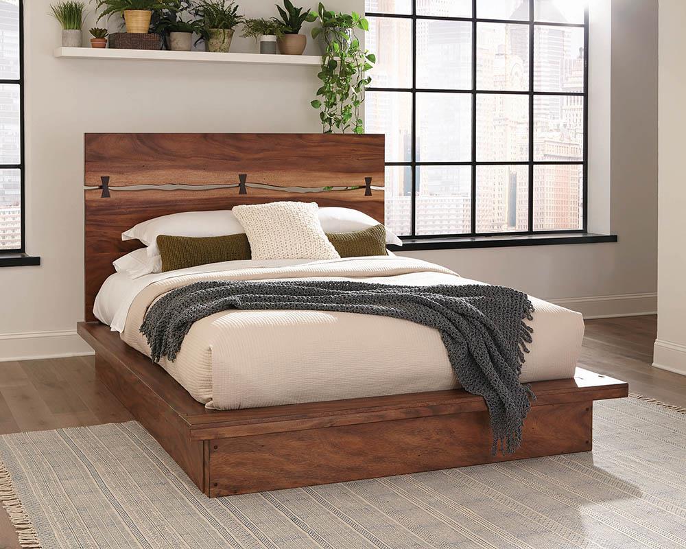 Winslow Smokey Walnut and Coffee Bean Queen Bed from Coaster - Luna Furniture