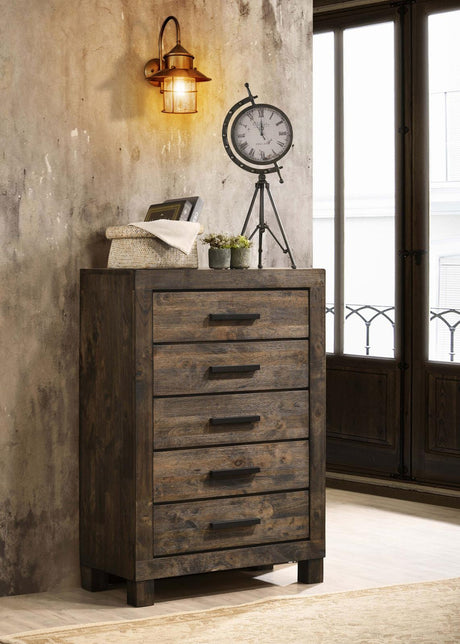 Woodmont 5-drawer Chest Rustic Golden Brown - 222635 - Luna Furniture