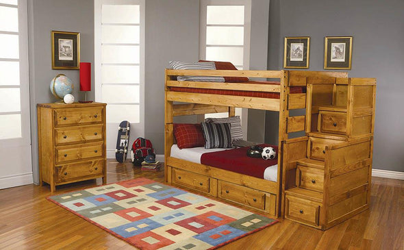 Wrangle Hill Twin over Twin Bunk Bed Amber Wash - 460243 - Luna Furniture