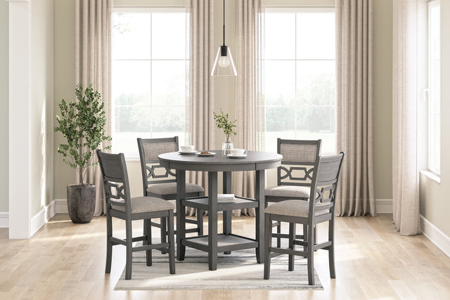 Wrenning Gray Counter Height Dining Table and 4 Barstools (Set of 5) - D425-223 - Luna Furniture