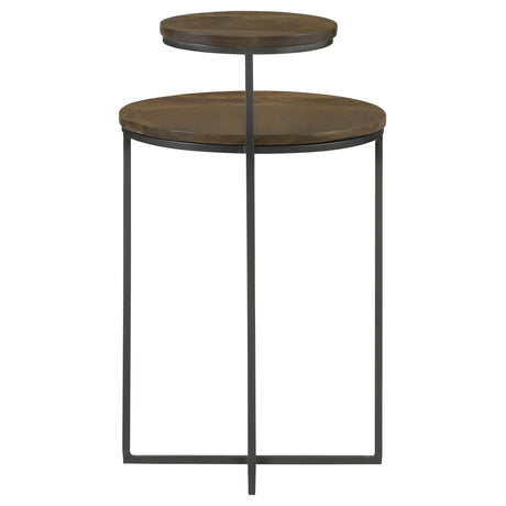 Yael Natural and Gunmetal Round Accent Table from Coaster - Luna Furniture