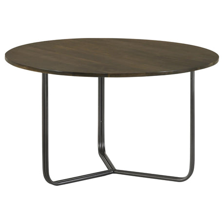 Yaritza Natural and Gunmetal Round Accent Table with Triangle Wire Base from Coaster - Luna Furniture